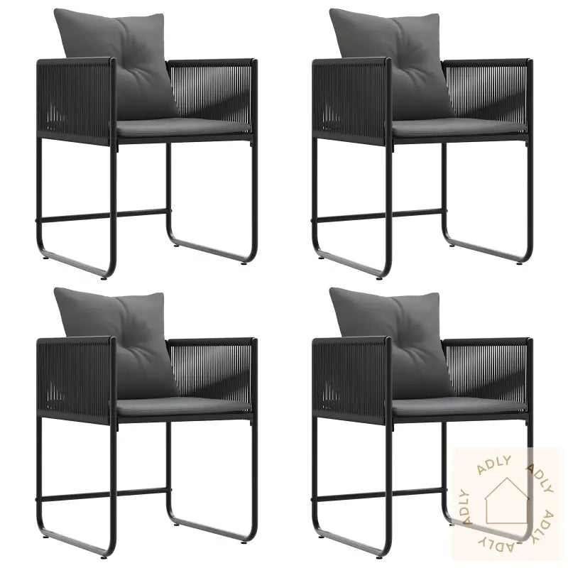 Hagestoler Med Puter 4 Stk Svart Poly Rattan