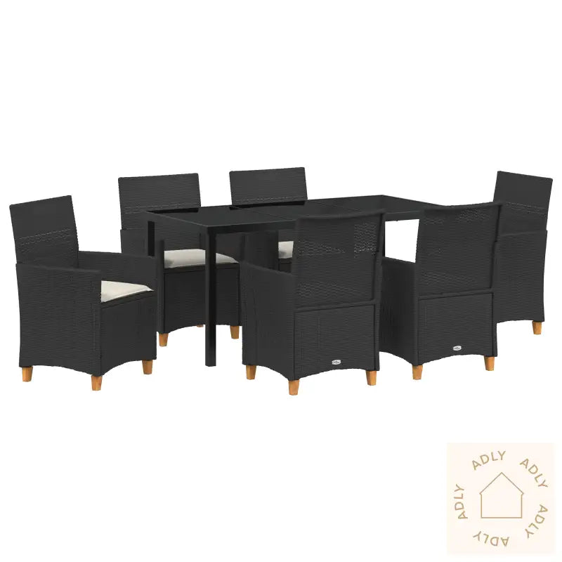 7 Deler Hage Spise Set Med Puter Svart Poly Rotting