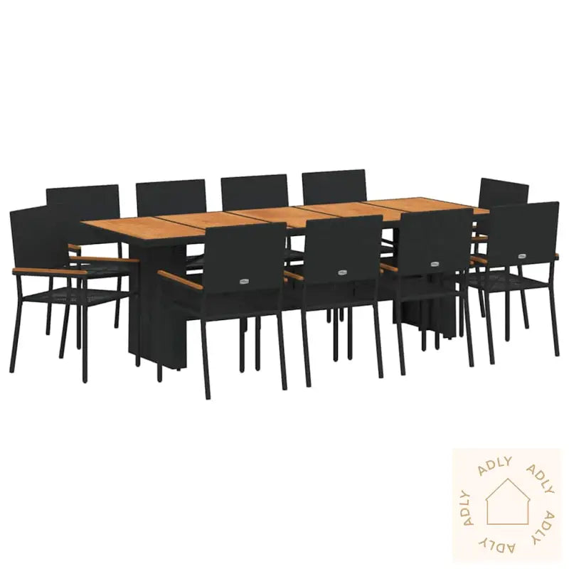Hage Spisegruppe 11 Pcs Svart 10-Seter Poly Rotting