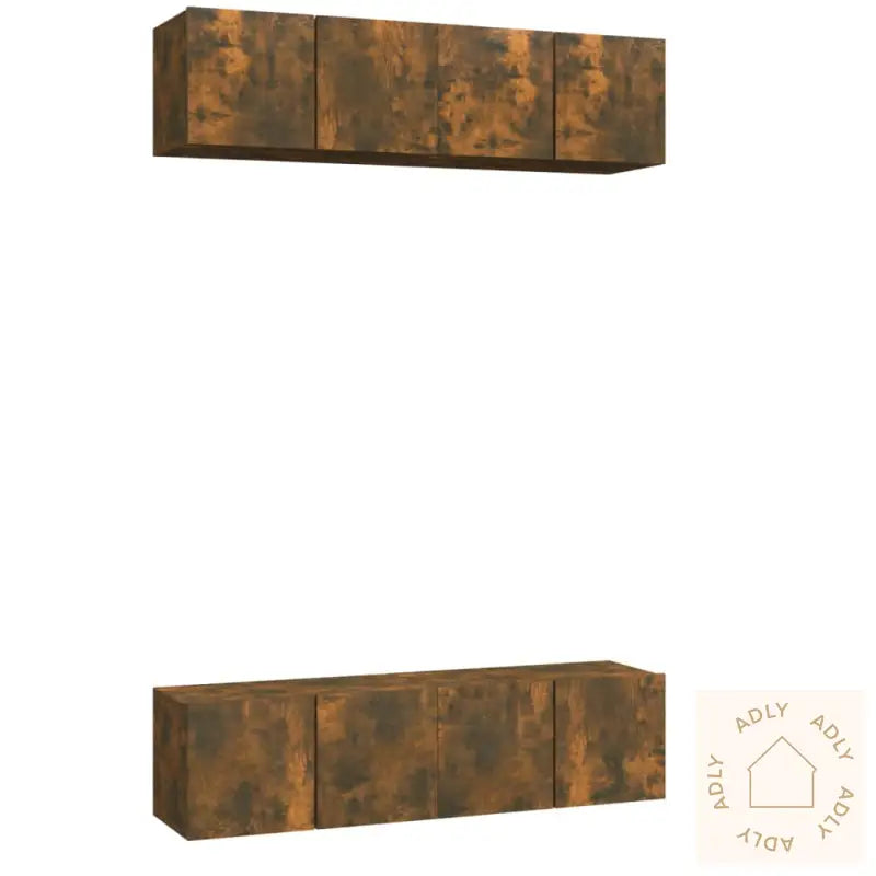Tv-Benker Vegg 4 Stk Røkt Eik 60X30X30 Cm Konstruert Tre