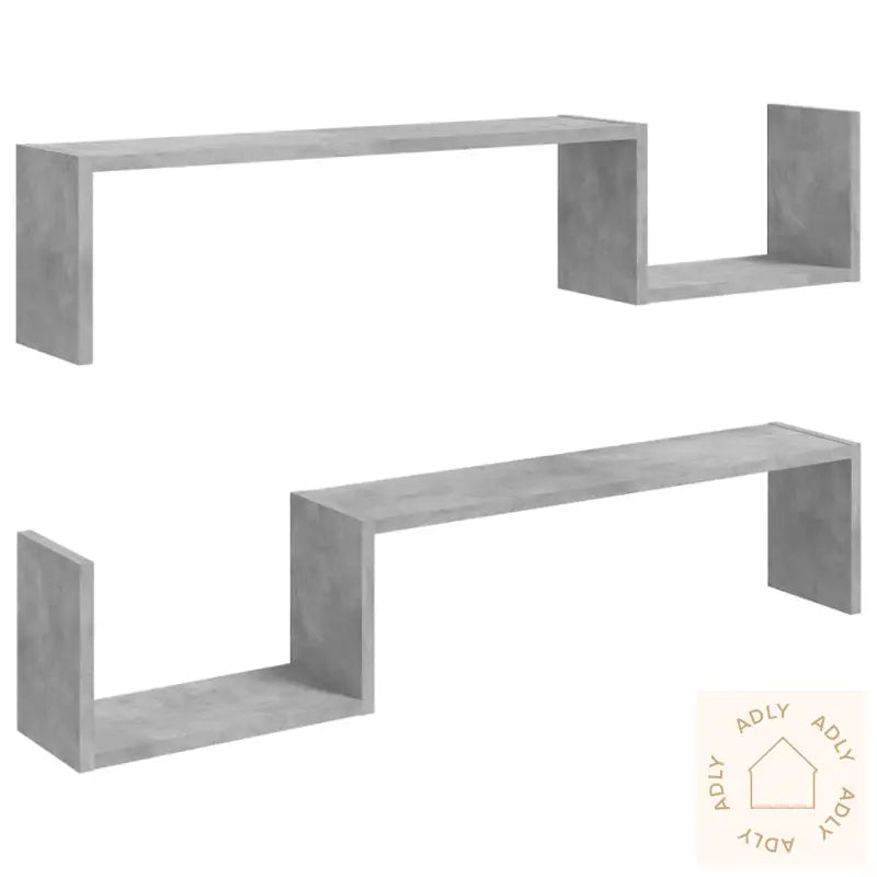 Vegghyller 2 Stk Betonggrå 100X15X20 Cm Konstruert Tre