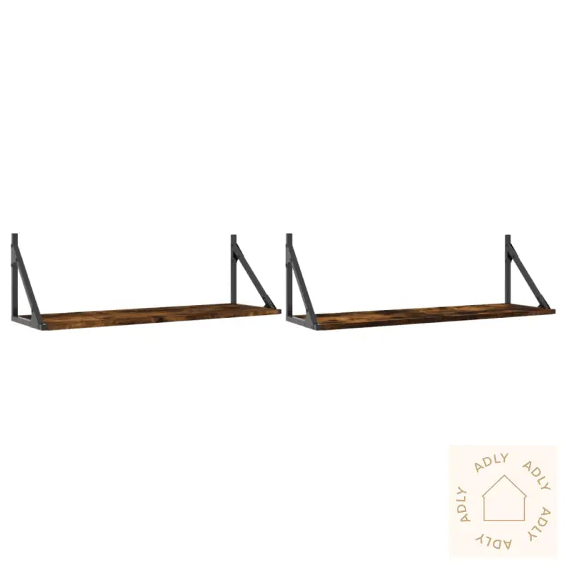 Vegghyller 2 Stk Røkt Eik 80X25X25,5 Cm Konstruert Tre