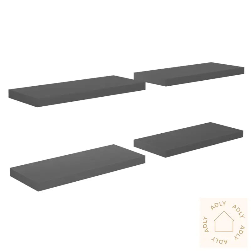 Flytende Vegghyller 4 Stk Høyglans Grå 60X23,5X3,8 Cm Mdf