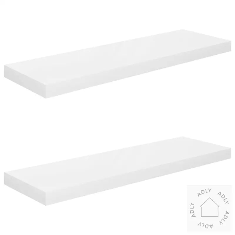 Flytende Vegghyller 2 Stk Høyglans Hvit 80X23,5X3,8 Cm Mdf