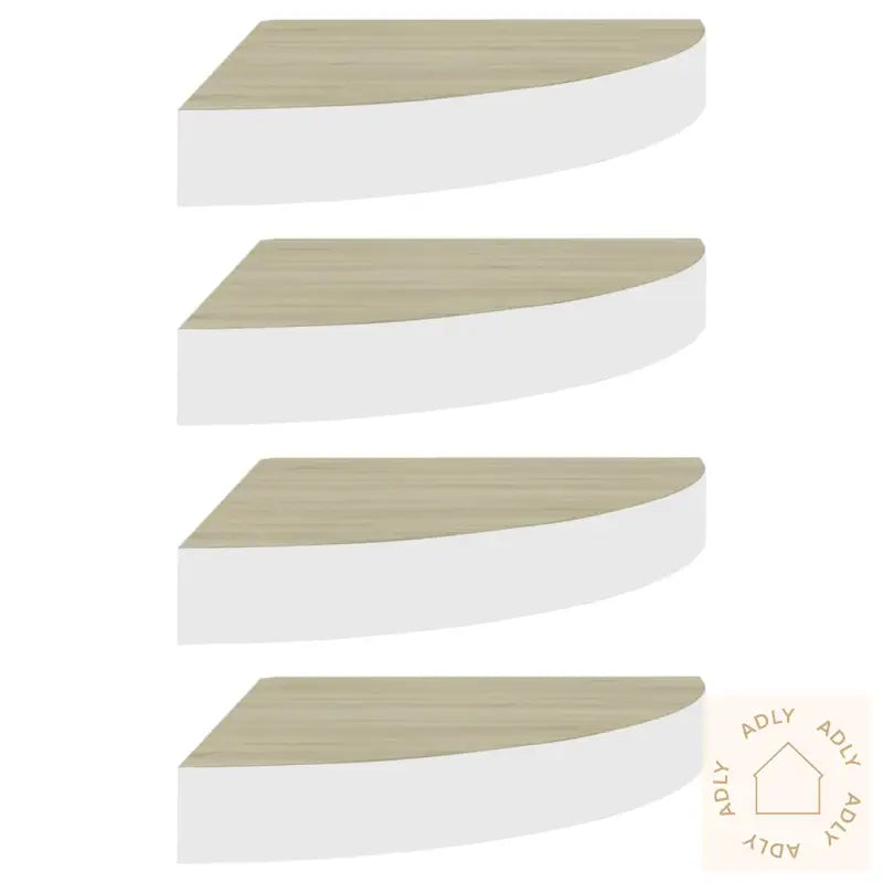 Hjørnehyller Vegghengt 4 Stk Eik Og Hvit 25X25X3,8 Cm Mdf