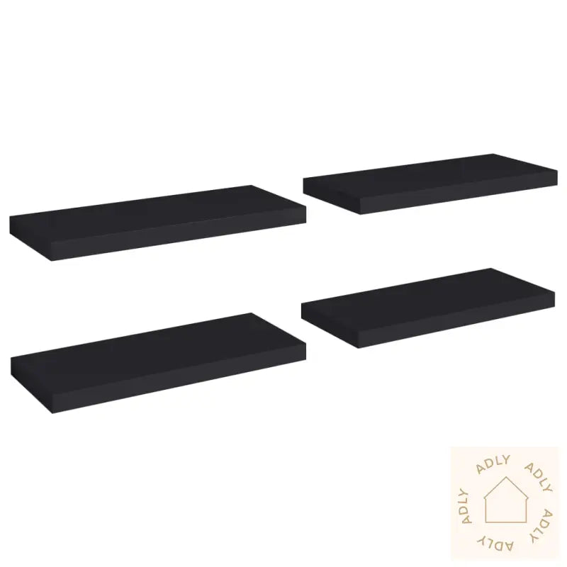 Flytende Vegghyller 4 Stk Svart 60X23,5X3,8 Cm Mdf