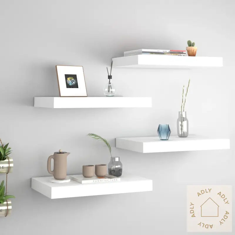 Flytende Vegghyller 4 Stk Hvit 40X23X3,8 Cm Mdf