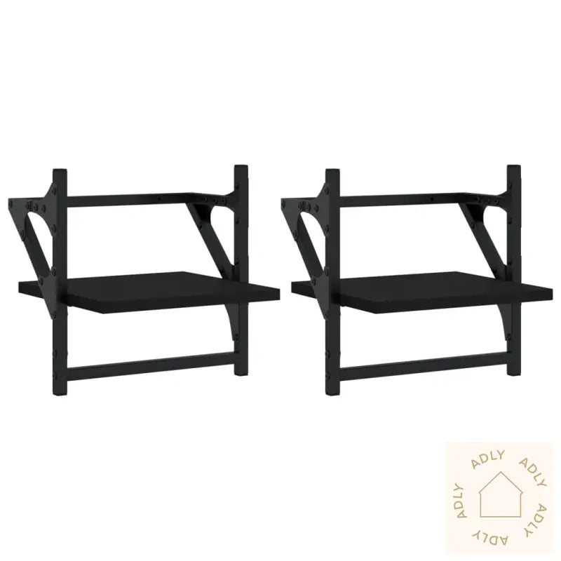 Vegghyller Med Stenger 2 Stk Svart 30X25X30 Cm