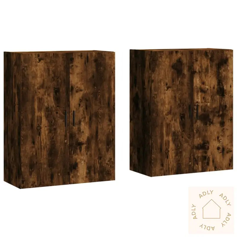 Veggskap 2 Stk Røkt Eik 69,5X34X90 Cm