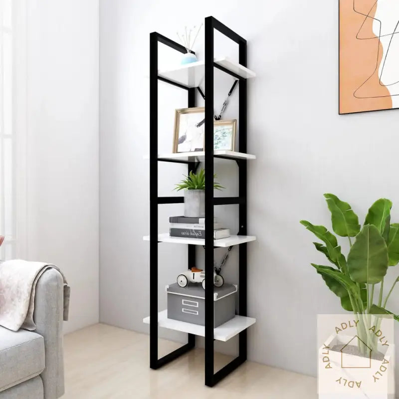 Bokhylle 4 Nivåer Hvit 40X30X140 Cm Konstruert Tre