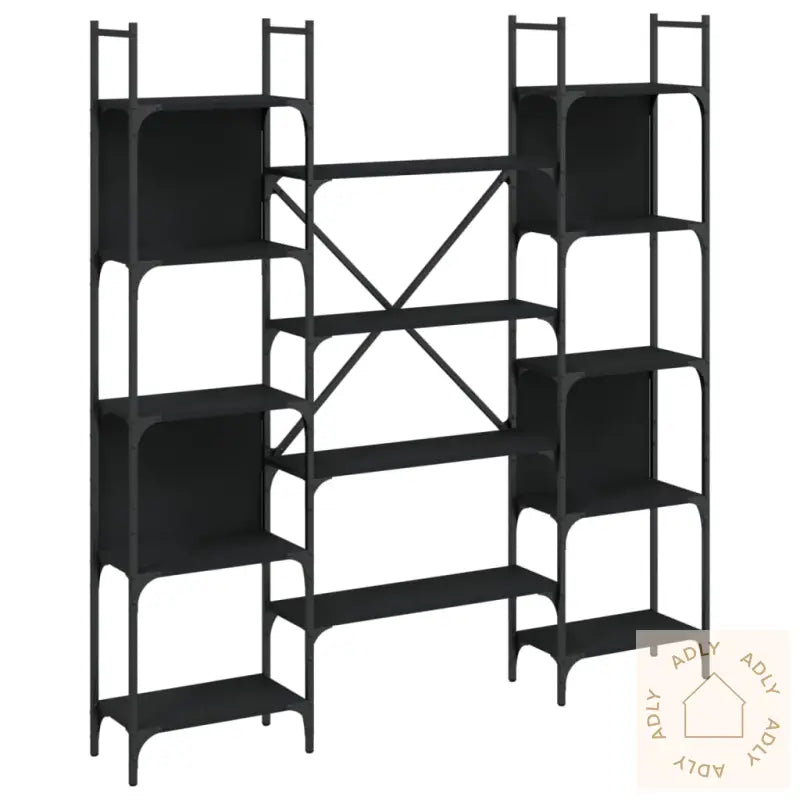 Bokhylle Svart 155,5X24X166,5 Cm Konstruert Tre