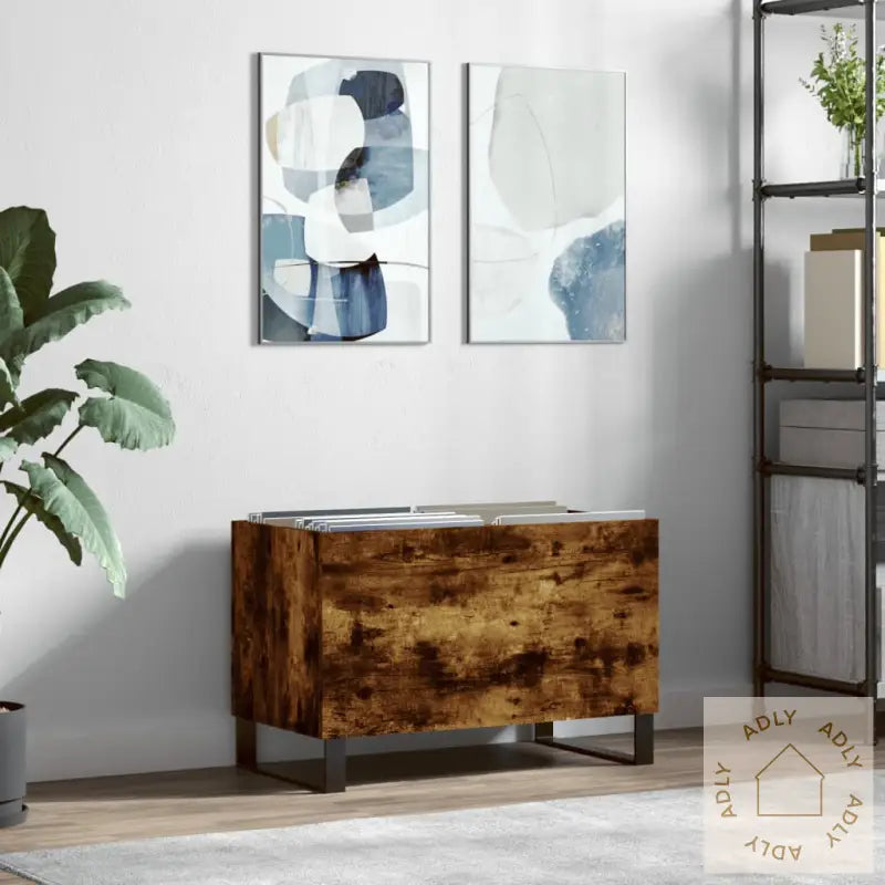 Hifi-Benk Røkt Eik 74,5X38X48 Cm Konstruert Tre