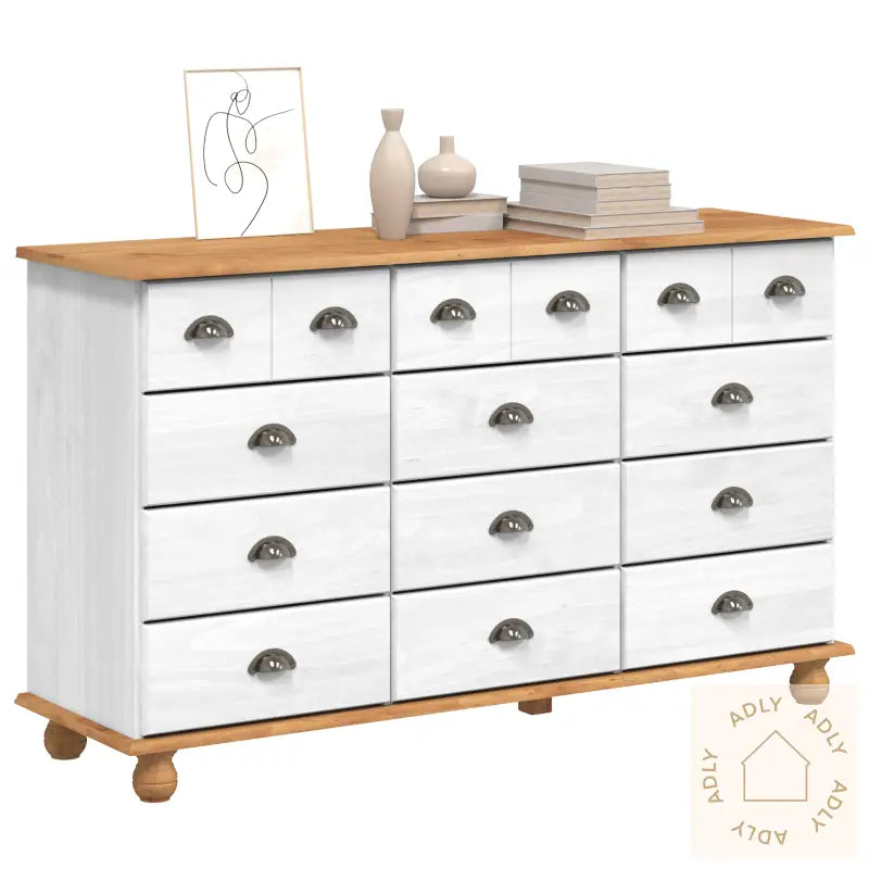 Kommode "Askim" Hvit 79X40X133.5 Cm Solid Tre Furu