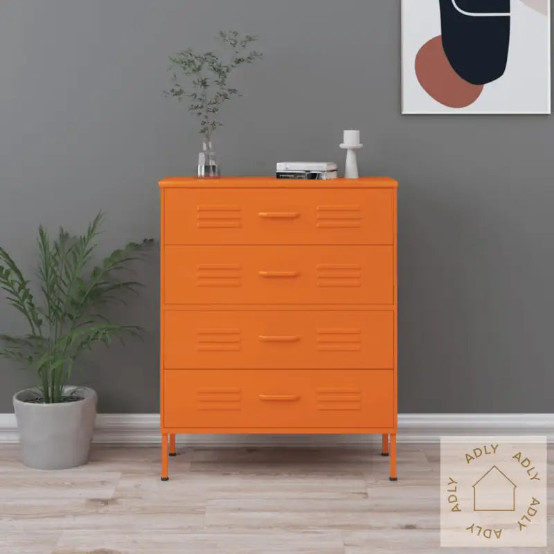 Kommode Oransje 80X35X101,5 Cm Stål