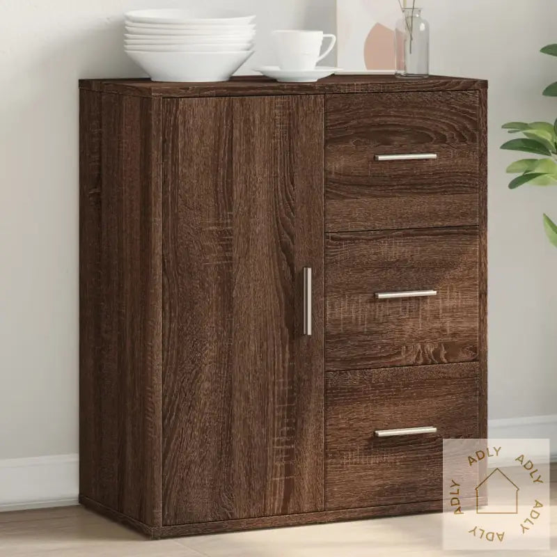 Skjenk Brun Eik 60X31X70 Cm Konstruert Tre