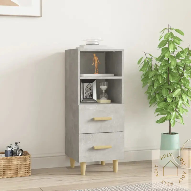 Skjenk Betonggrå 34,5X34X90 Cm Konstruert Tre