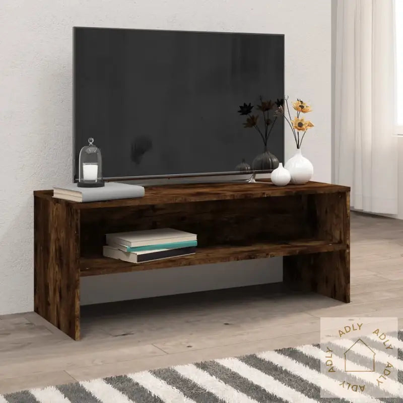 Tv-Benk Røkt Eik 100X40X40 Cm Konstruert Tre