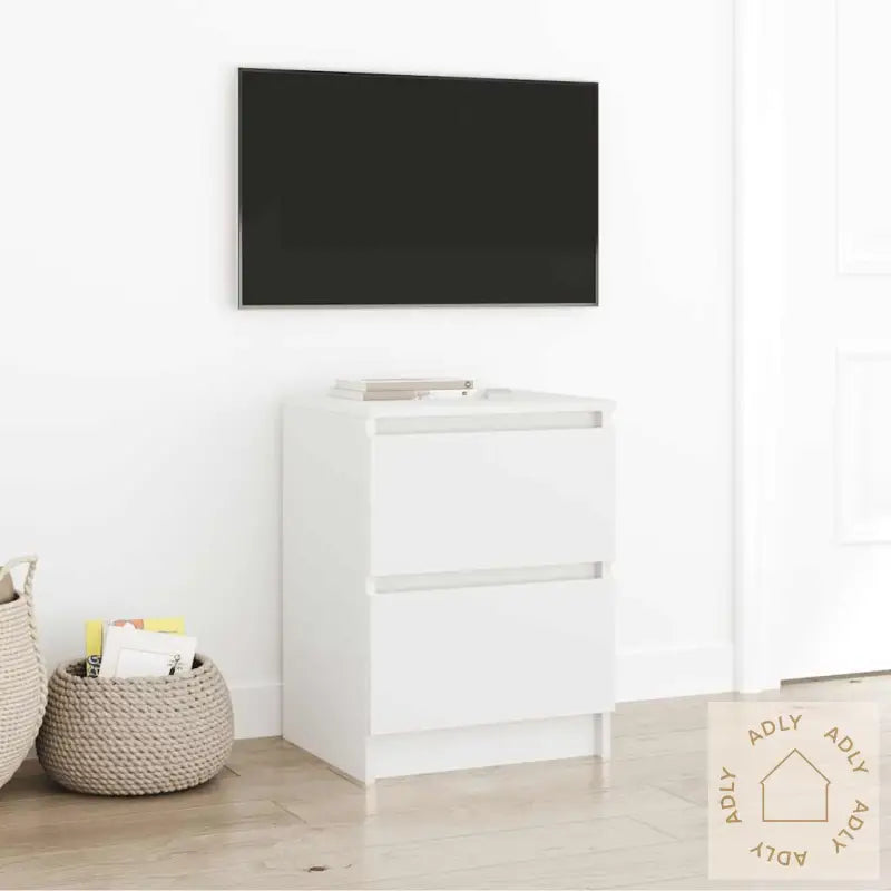 Tv-Benk Hvit 40X35X54 Cm Konstruert Tre