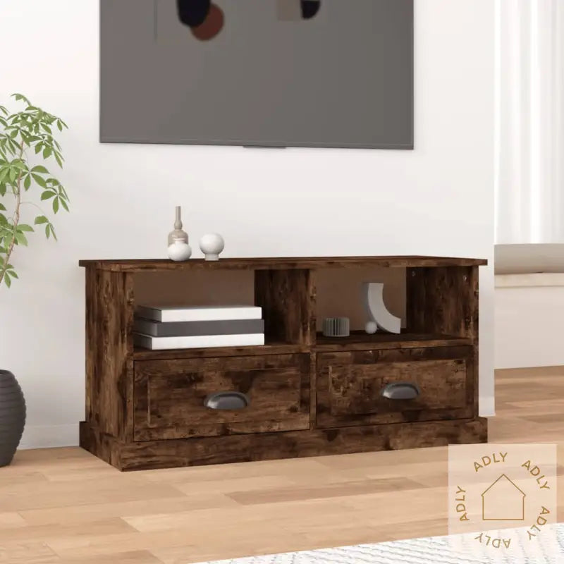 Tv-Benk Røkt Eik 93X35,5X45 Cm Konstruert Tre