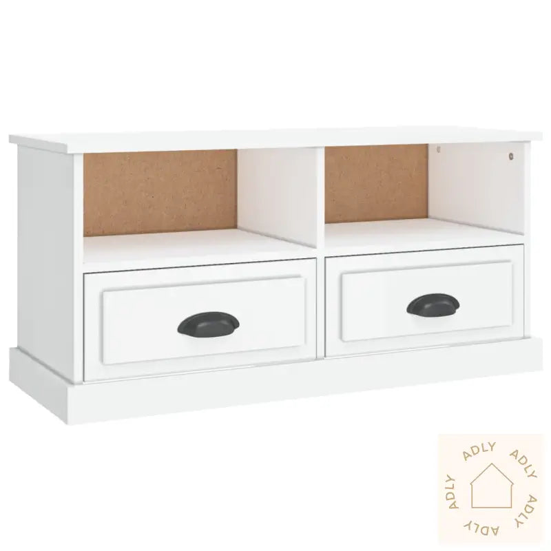 Tv-Benk Høyglans Hvit 93X35,5X45 Cm Konstruert Tre