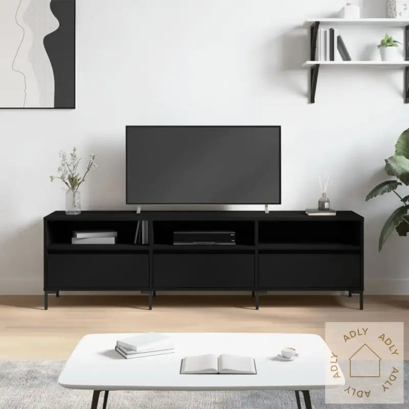 Tv-Benk Svart 150X30X44,5 Cm Konstruert Tre