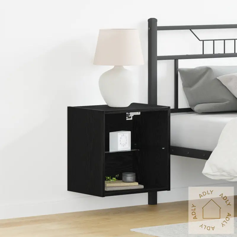 Flytende Hylle Svart Eik 40X28,5X40 Cm Konstruert Tre