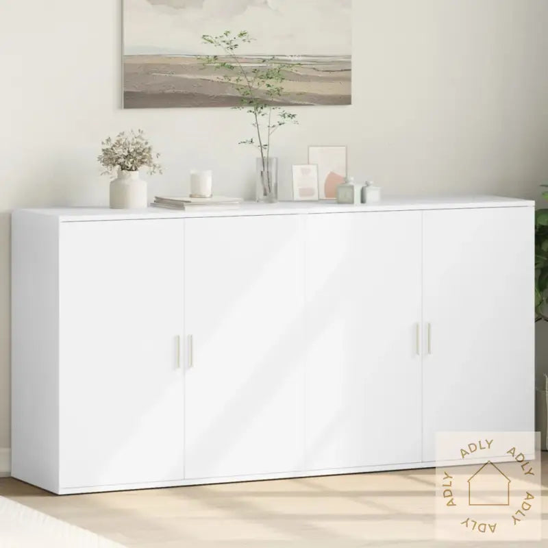 Skjenker 2 Stk Hvit 79X38X80 Cm Konstruert Tre