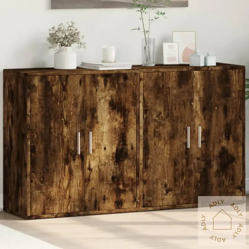 Skjenker 2 Røkt Eik 60X31X70 Cm Konstruert Tre