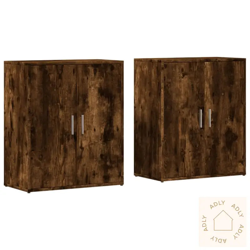 Skjenker 2 Røkt Eik 60X31X70 Cm Konstruert Tre