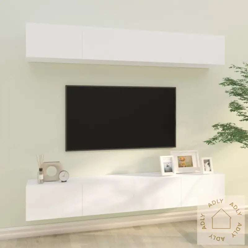 Vegghengte Tv-Benker 4 Stk Hvit 100X30X30 Cm