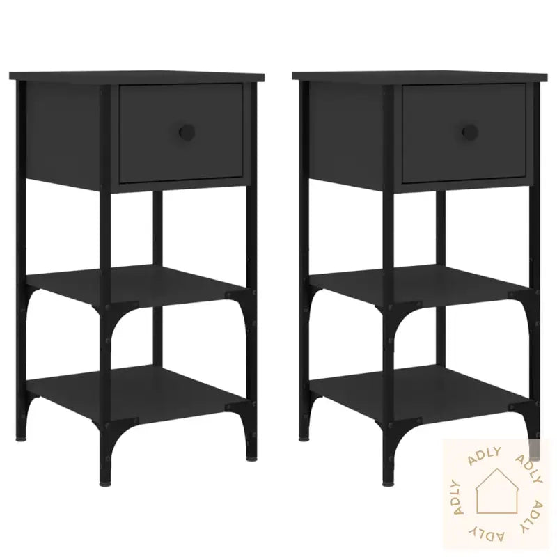 Nattbord 2 Stk Svart 34X36X70 Cm Konstruert Tre
