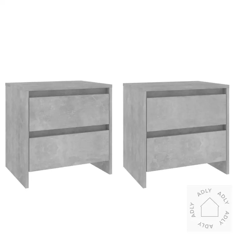 Nattbord 2 Stk Betonggrå 45X34,5X44,5 Cm Konstruert Tre