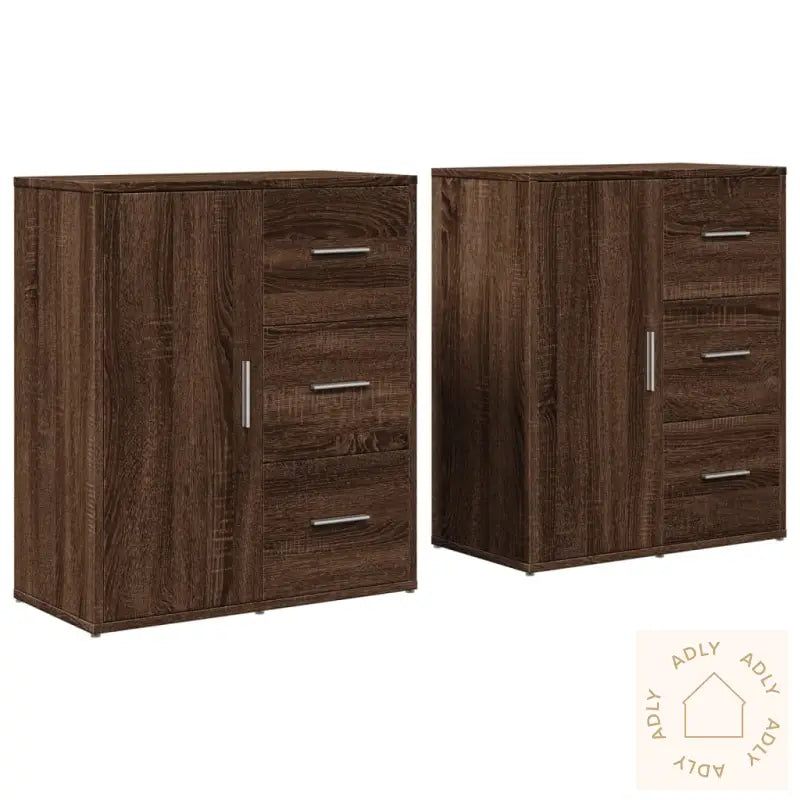 Skjenker 2 Brun Eik 60X31X70 Cm Konstruert Tre
