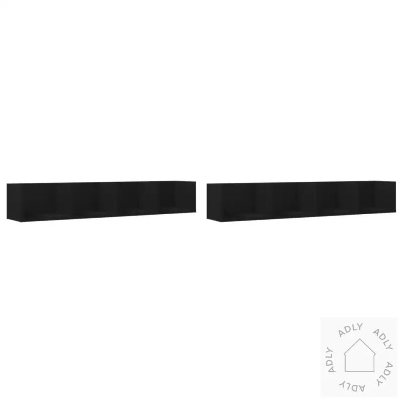 Veggskap 2 Stk Svart 99X18X16,5 Cm Konstruert Tre
