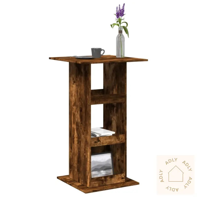 Barbord Med Oppbevaring Røkt Eik 60X60X102 Cm Konstruert Tre