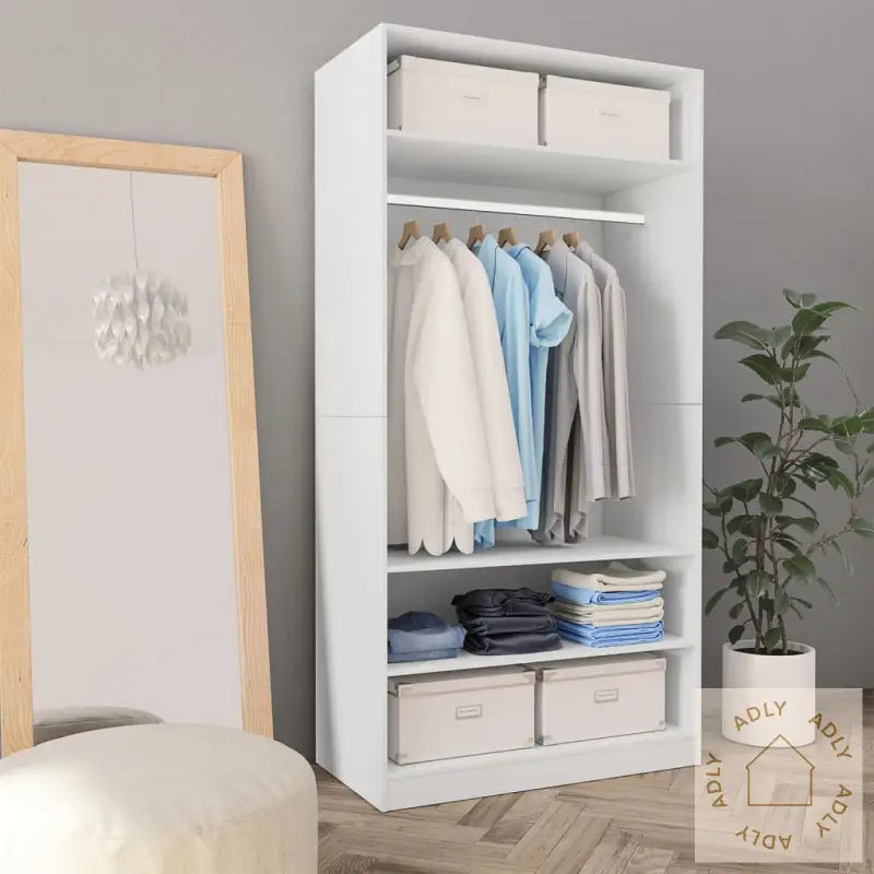 Garderobe Hvit 100X50X200 Cm Konstruert Tre