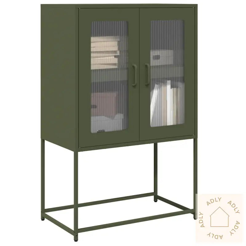 Highboard Olivengrønn 68X39X107 Cm Stål