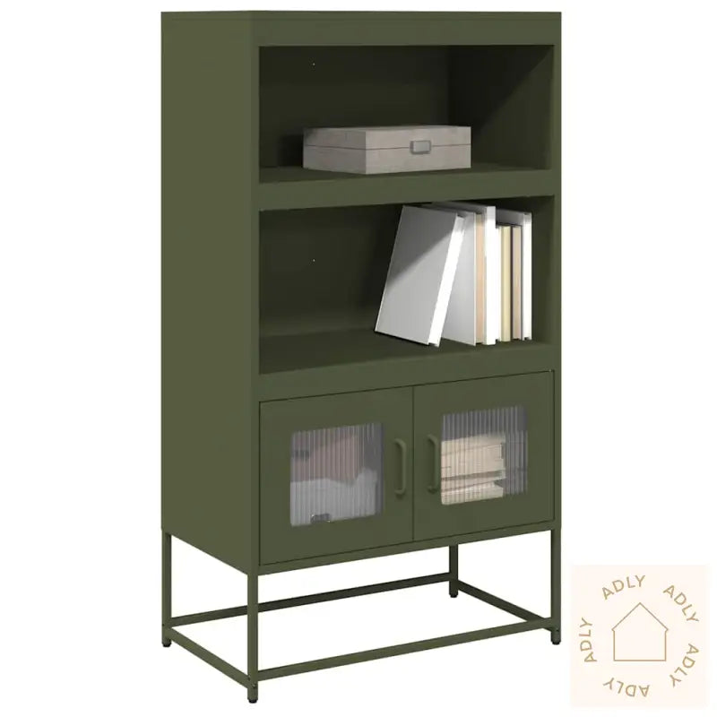 Highboard Olivengrønn 68X39X123 Cm Stål