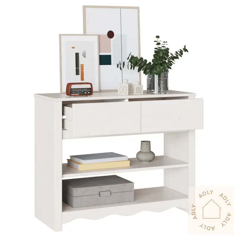 Konsollbord "Drammen" Hvitt 89,5X37X73 Cm Solid Tre Furu