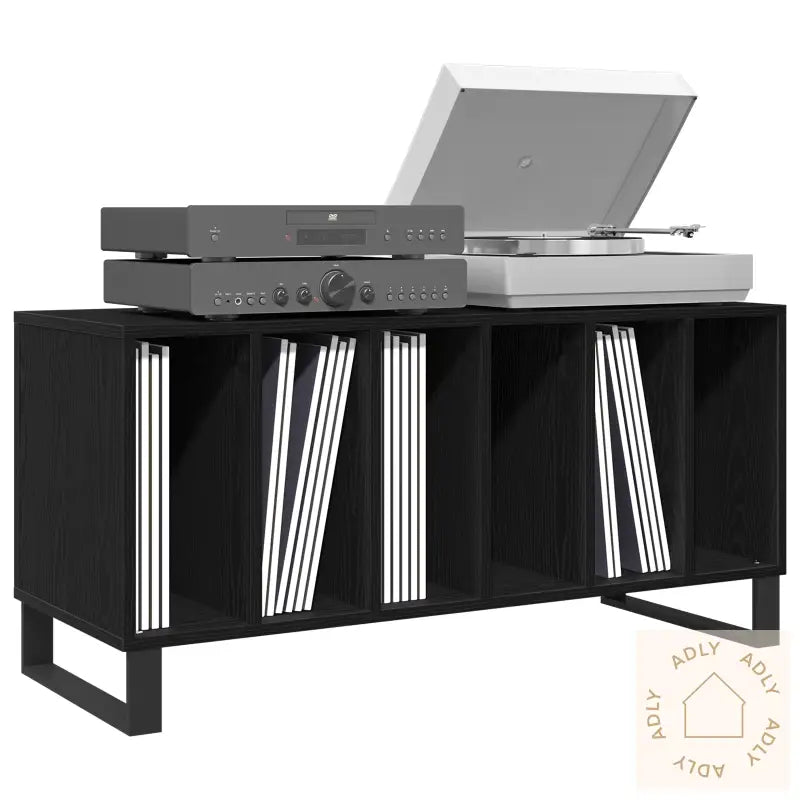 Record Cabinet Svart Eik 100X38X48 Cm Konstruert Tre