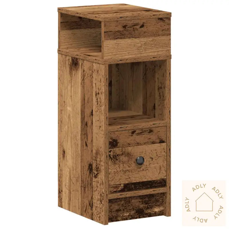 Nattbord Med Skuff Gammelt Tre 25X31X66 Cm