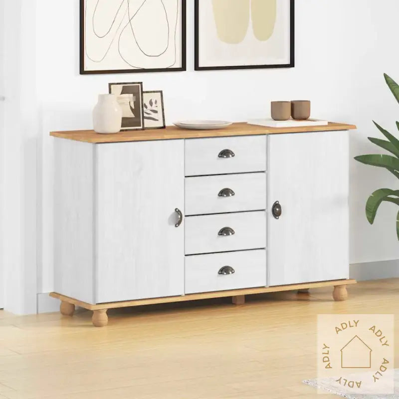 Siderbord 'Askim'hvit 133.5X40X79 Cm Solid Tre Furu