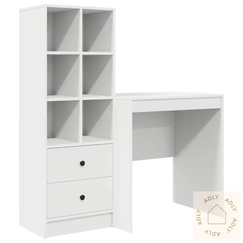 Skrivebord Med Lagring Hvit Mdf