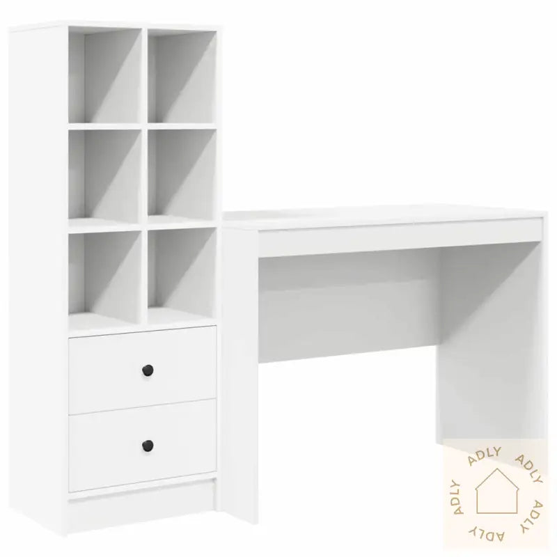 Skrivebord Med Lagring Hvit Laminert
