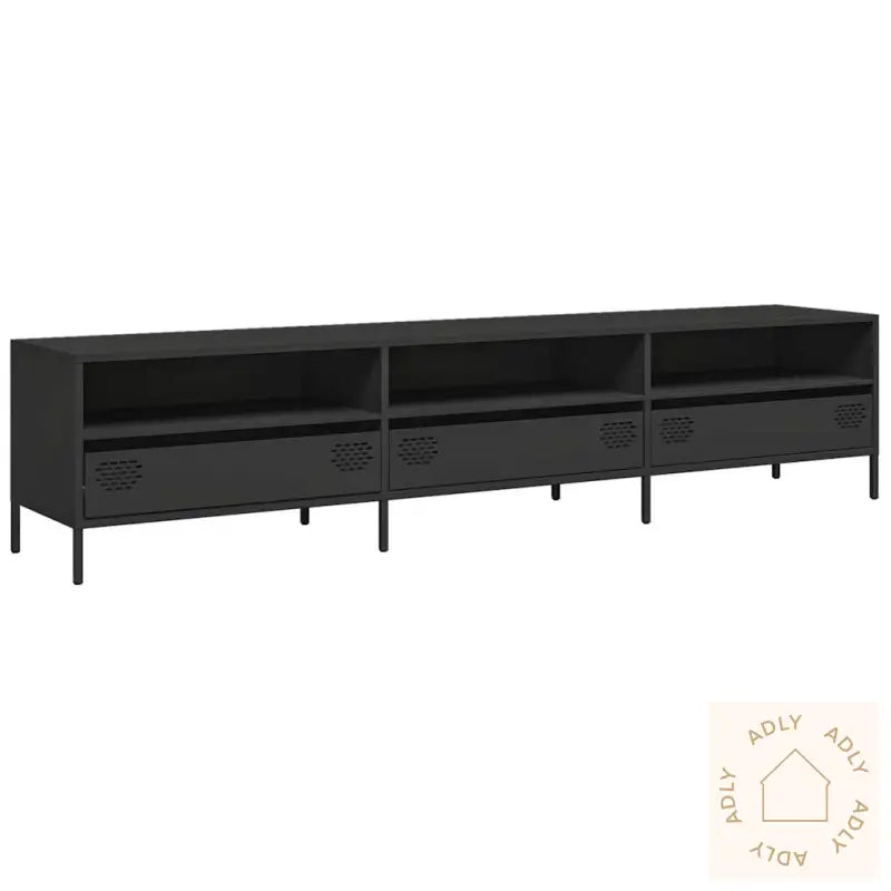Tv-Benk Svart 202X39X43,5 Cm Kaldvalset Stål