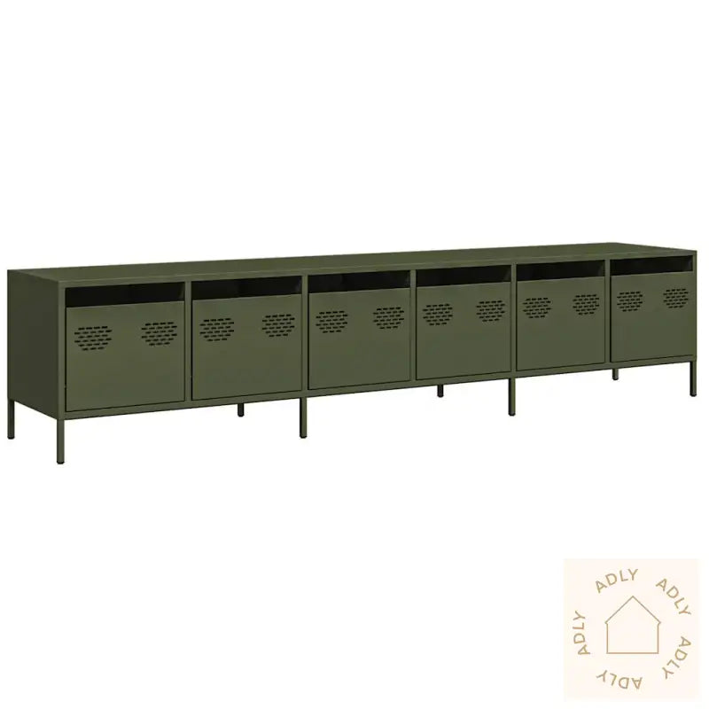 Tv-Benk Olivengrønn 202X39X43,5 Cm Kaldvalset Stål