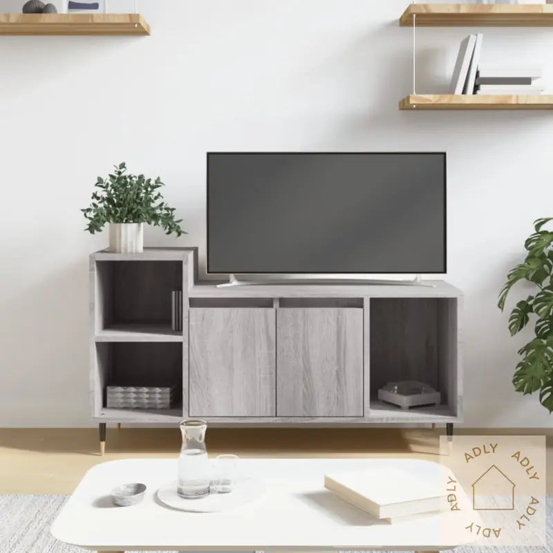 Tv-Benk Grå Sonoma 100X35X55 Cm Konstruert Tre