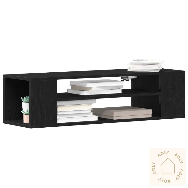 Veggmontert Tv-Skap I Svart Eik 100X30X26,5 Cm Laget Av Konstruert Tre