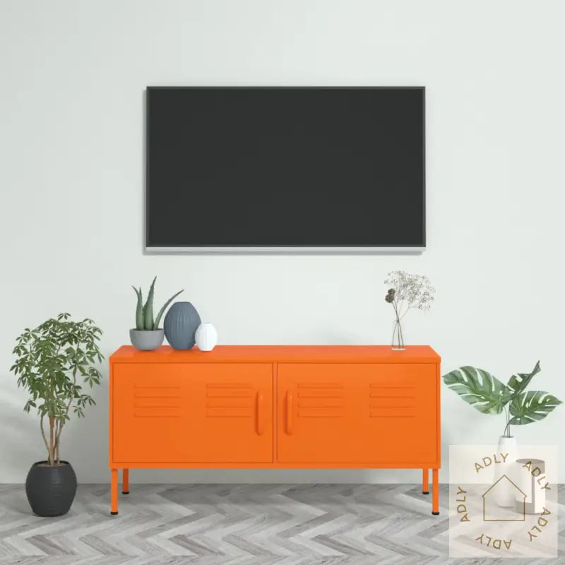 Tv-Benk Oransje 105X35X50 Cm Stål