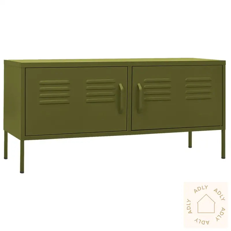 Tv-Benk Olivengrønn 105X35X50 Cm Stål